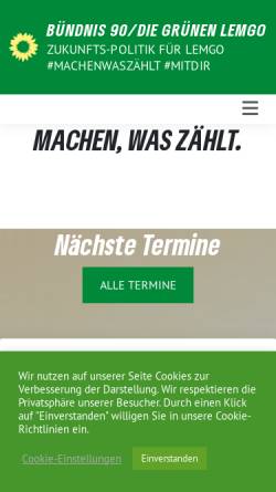 Vorschau der mobilen Webseite www.gruene-lemgo.de, Bündnis 90/Die Grünen Lemgo