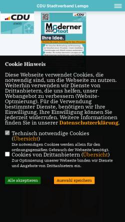 Vorschau der mobilen Webseite www.cdu-lemgo.de, CDU-Stadtverband Lemgo