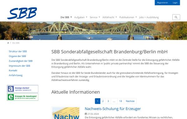 Vorschau von www.sbb-mbh.de, Sonderabfallgesellschaft Brandenburg/Berlin mbH