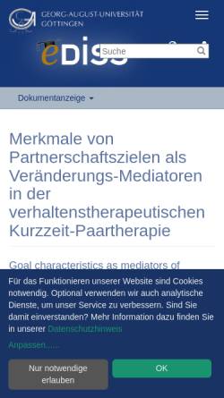 Vorschau der mobilen Webseite ediss.uni-goettingen.de, Beer, Dr. Ragnar, Dissertation