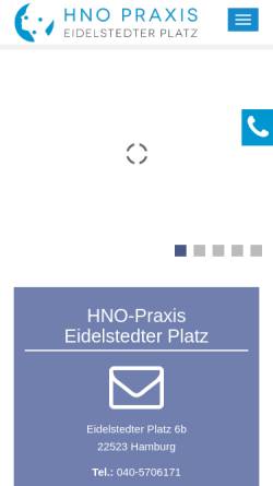 Vorschau der mobilen Webseite www.hno-praxis-hamburg-eidelstedt.de, Hals-Nasen-Ohren-Praxis Dr. med. Juhl und Dr. med. Deichmann