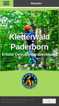 Vorschau der mobilen Webseite www.paderkletterpark.de, PaderKletterPark