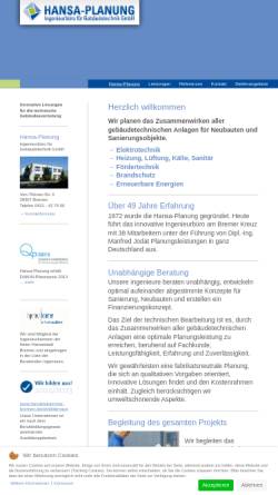 Vorschau der mobilen Webseite www.hansa-planung.de, Hansa-Planung Ingenieurbüro für Gebäudetechnik GmbH