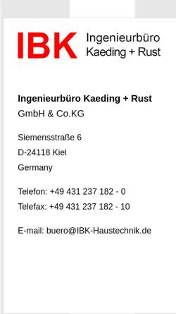 Vorschau der mobilen Webseite www.ibk-haustechnik.de, IBK Ingenieurbüro Kaeding + Rust
