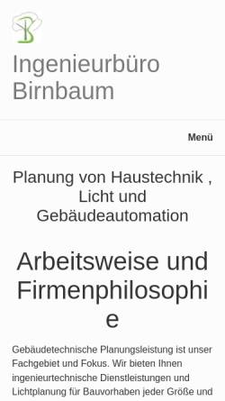 Vorschau der mobilen Webseite www.ib-birnbaum.de, Ingenieurbüro Birnbaum, Inh. K.-H. Birnbaum