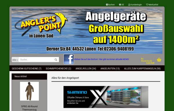 Vorschau von www.anglerspoint.de, Anglers Point Lünen GmbH & Co.KG