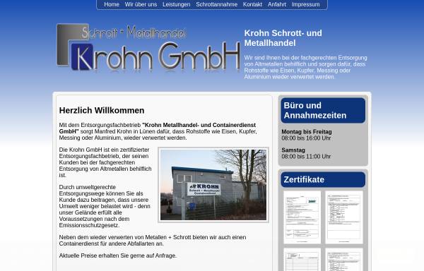 Vorschau von www.metallhandel-krohn.de, Krohn Metallhandel- und Containerdienst GmbH