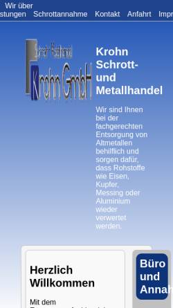 Vorschau der mobilen Webseite www.metallhandel-krohn.de, Krohn Metallhandel- und Containerdienst GmbH