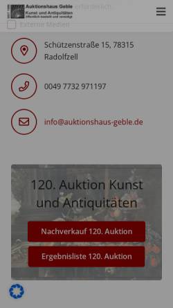 Vorschau der mobilen Webseite www.auktionshaus-geble.de, Auktionshaus Geble