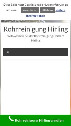 Vorschau der mobilen Webseite www.rohrreinigung-hirling.de, Rohrreinigung H. Hirling