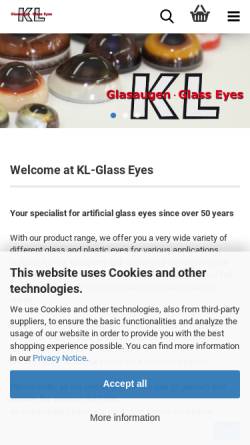 Vorschau der mobilen Webseite www.kl-glasaugen.de, KL Glasaugen