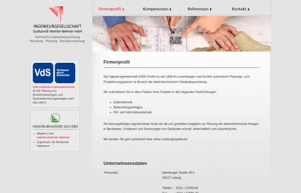Vorschau von www.gww-tga.de, Ingenieurgesellschaft Guthannß-Wehlte-Wehner mbH