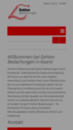 Vorschau der mobilen Webseite www.gehlen-bedachungen.de, Pfeiffer & Gehlen Bedachungen GmbH
