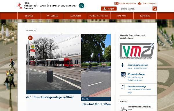 Vorschau von www.asv-bremen.de, Amt für Straßen und Verkehr