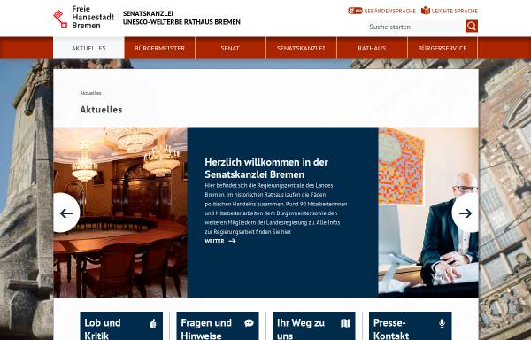 Vorschau von www.rathaus.bremen.de, Das Bremer Rathaus