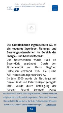 Vorschau der mobilen Webseite www.kalthalbeisen.ch, Kalt + Halbeisen Ingenieurbüro AG