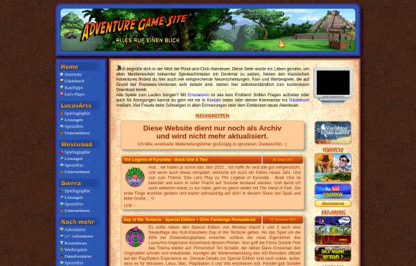 Vorschau von www.adventuregamesite.de, Adventure Game Site