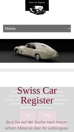 Vorschau der mobilen Webseite www.swisscarregister.ch, Swiss Car Register