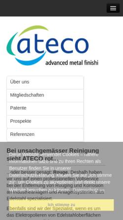 Vorschau der mobilen Webseite www.ateco.ch, Ateco Services AG