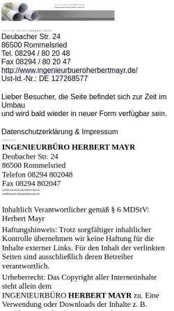 Vorschau der mobilen Webseite www.ingenieurbueroherbertmayr.de, Mayr, Herbert