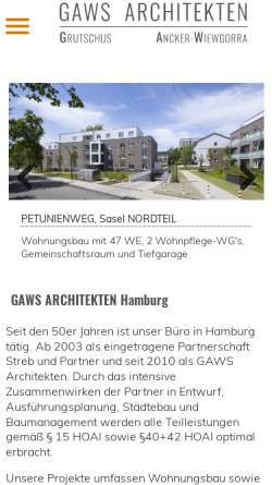Vorschau der mobilen Webseite www.gaws-architekten.de, Streb + Partner