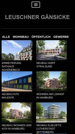 Vorschau der mobilen Webseite www.leuschner-gaensicke.de, Architekten Zerbe - Volker Siebert und Jens Grohmann GbR