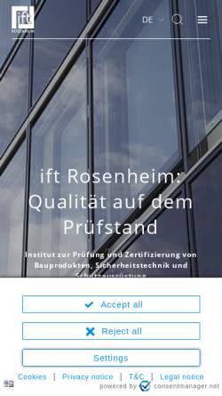 Vorschau der mobilen Webseite www.ift-rosenheim.de, ift Rosenheim