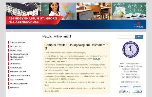 Vorschau von www.agstgeorg.de, Abendreal- und Abendhauptschule St. Georg