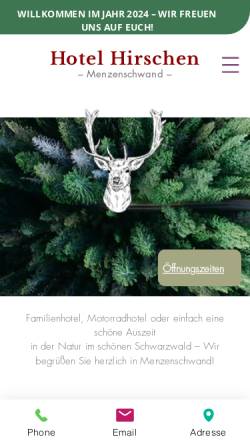 Vorschau der mobilen Webseite hirschen-menzenschwand.de, Hotel Hirschen