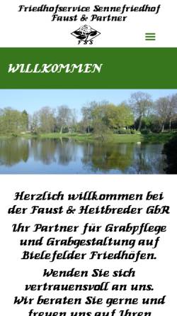 Vorschau der mobilen Webseite www.friedhoefe-bielefeld.de, Friedhofsservice Faust & Heitbreder GbR