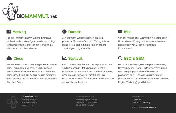 Vorschau von www.bigmammut.net, BigMammut.net - Internet Service
