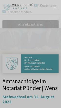 Vorschau der mobilen Webseite www.puenderwenz.de, Dr. Pünder & Dr. Wenz