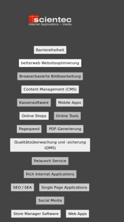 Vorschau der mobilen Webseite www.scientec.de, Scientec Internet Applications and Media GmbH