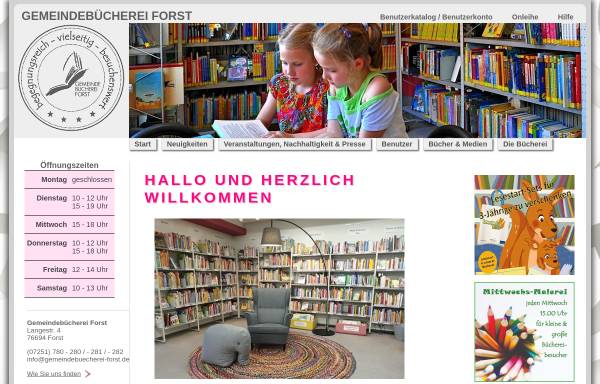 Vorschau von www.gemeindebuecherei-forst.de, Gemeindebücherei Forst