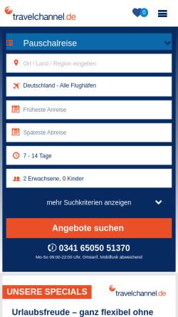 Vorschau der mobilen Webseite www.travelchannel.de, Travelchannel GmbH