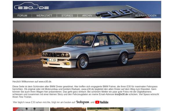 Vorschau von www.e30.de, BMW E30 Tuning Seite