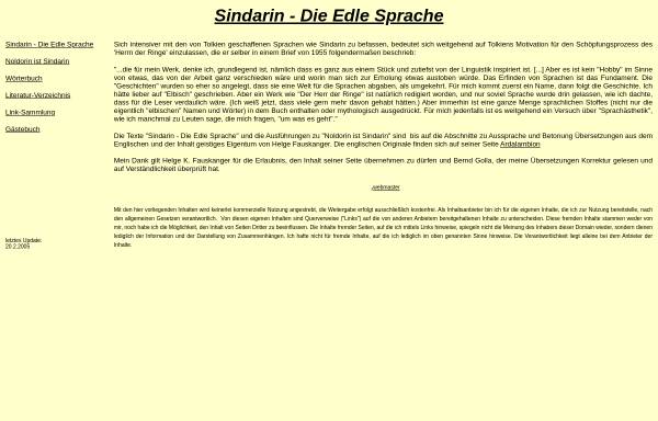 Vorschau von www.sindarlambion.net, Sindarin: Die Edle Sprache