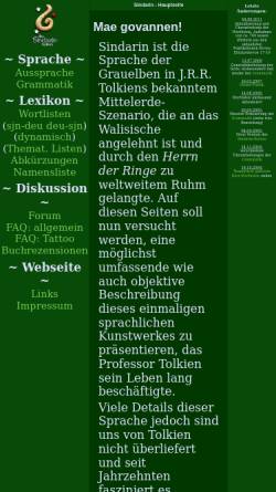 Vorschau der mobilen Webseite www.sindarin.de, Das Sindarin-Lexikon