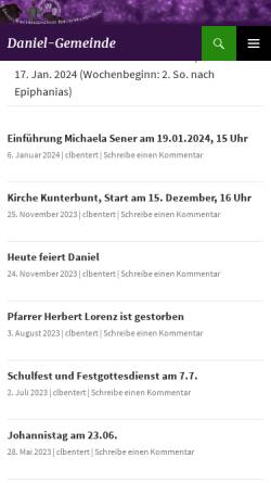 Vorschau der mobilen Webseite www.daniel-gemeinde.de, Evangelische Daniel-Kirchengemeinde