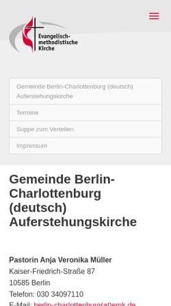 Vorschau der mobilen Webseite www.emk-berlin-charlottenburg.de, Evangelisch-methodistische Kirche Berlin-Charlottenburg