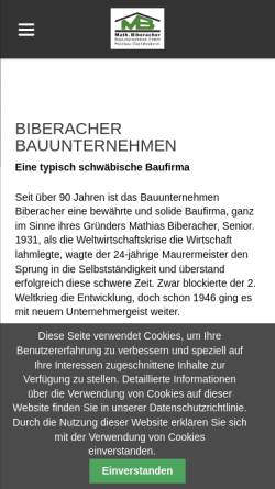 Vorschau der mobilen Webseite www.biberacher.de, Mathias Biberacher Bauunternehmen GmbH