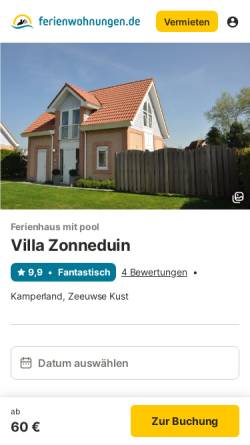 Vorschau der mobilen Webseite zeeland-villen.de, Zeeland-Villen