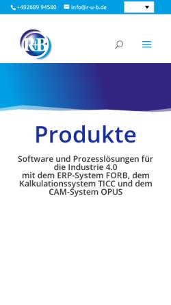 Vorschau der mobilen Webseite www.r-u-b.de, R+B Entwicklungs- und Vertriebs GmbH