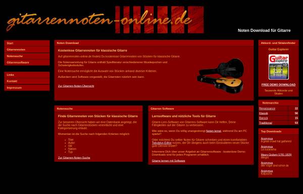 Vorschau von www.gitarrennoten-online.de, Gitarre-Noten für Lieder und Spielstücke