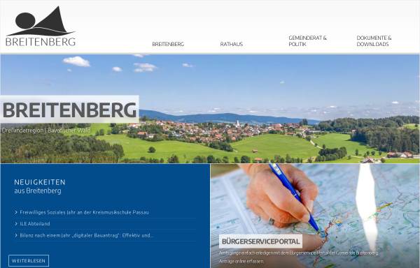 Vorschau von www.breitenberg.de, Gemeinde Breitenberg