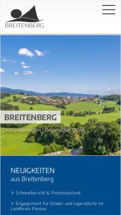 Vorschau der mobilen Webseite www.breitenberg.de, Gemeinde Breitenberg