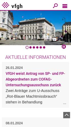 Vorschau der mobilen Webseite www.vfgh.gv.at, Der Österreichische Verfassungsgerichtshof