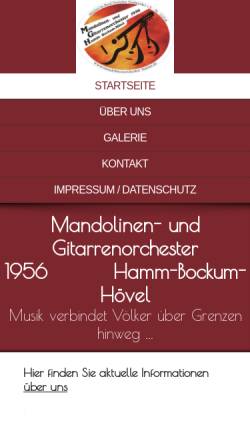 Vorschau der mobilen Webseite www.mandolinenorchester-hamm.de, Mandolinen und Gitarrenorchester 1956 Hamm Bockum-Hövel