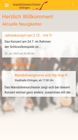 Vorschau der mobilen Webseite mandolinenorchester-ettlingen.de, Mandolinenorchester der Kolpingsfamilie Ettlingen