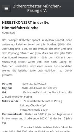 Vorschau der mobilen Webseite www.zomp.de, Zitherorchester München-Pasing e.V.